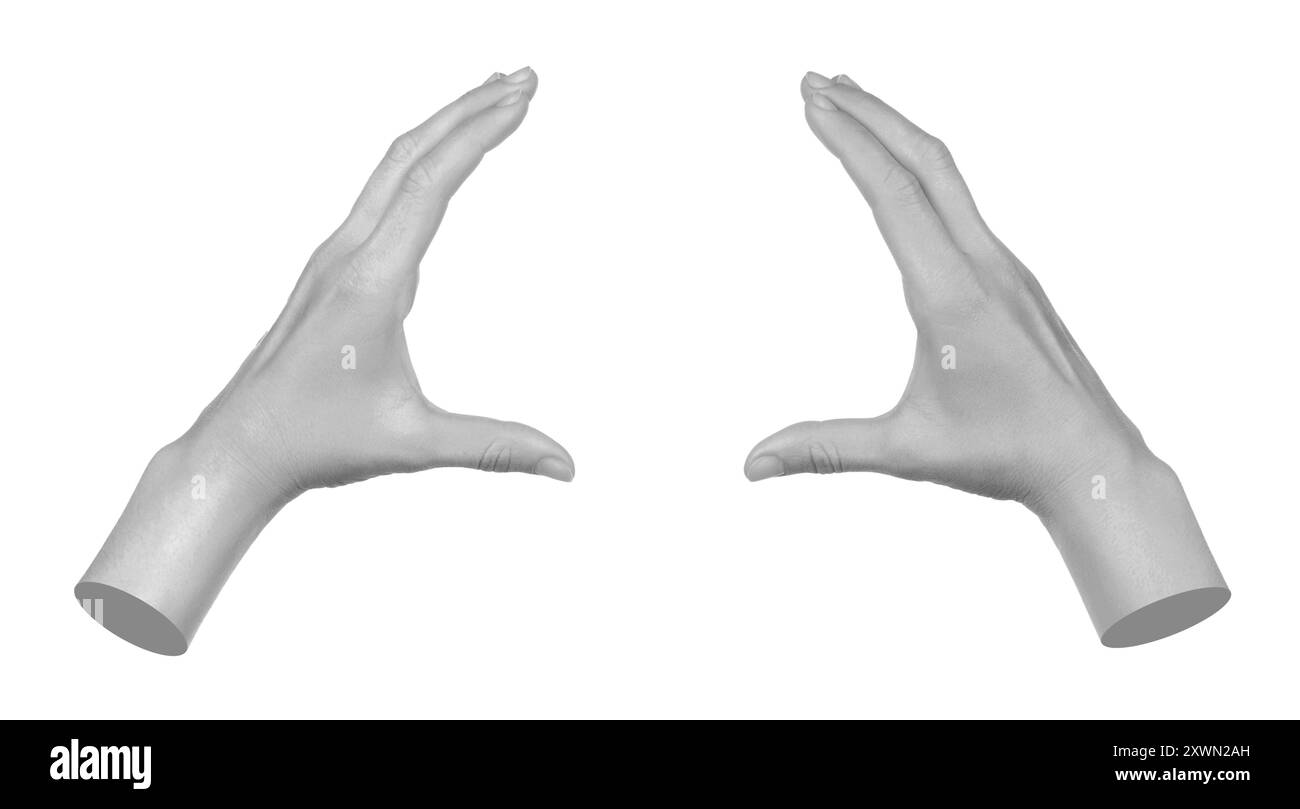 Hands shows virtual holding something isolated on a transparent ...