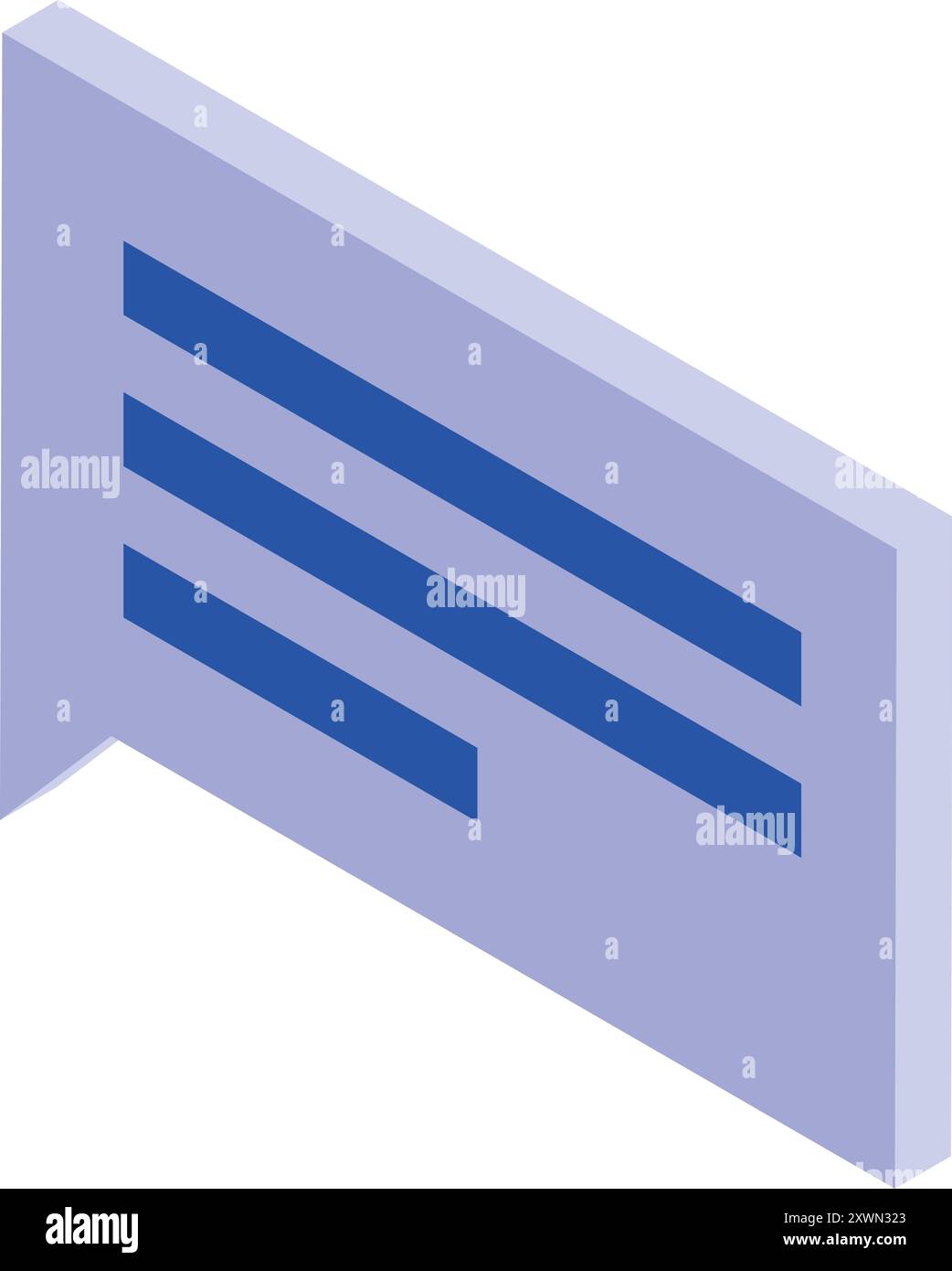 Isometric speech bubble with text, representing communication and messaging Stock Vector