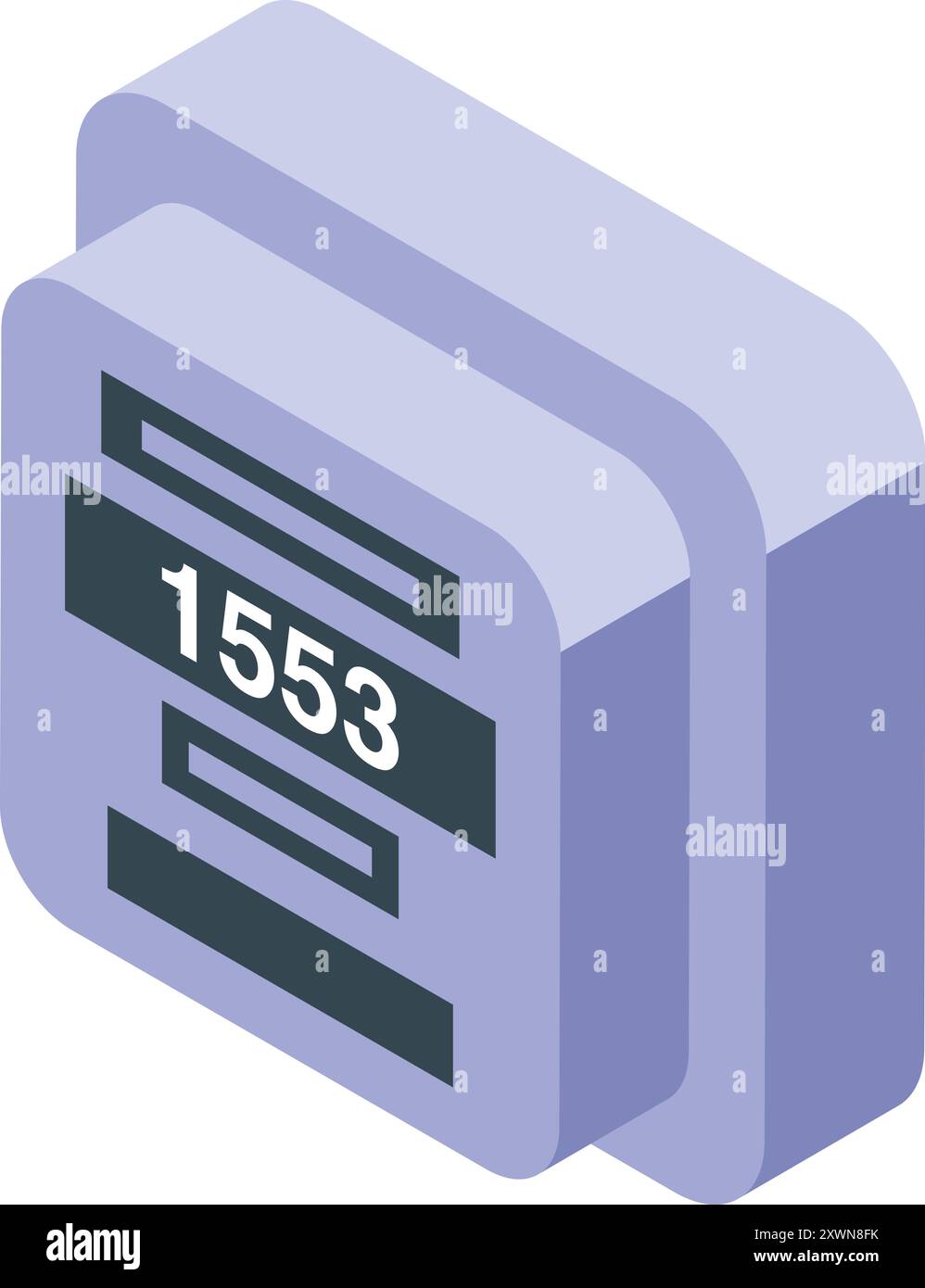 Electric meter is showing power consumption data in isometric view Stock Vector