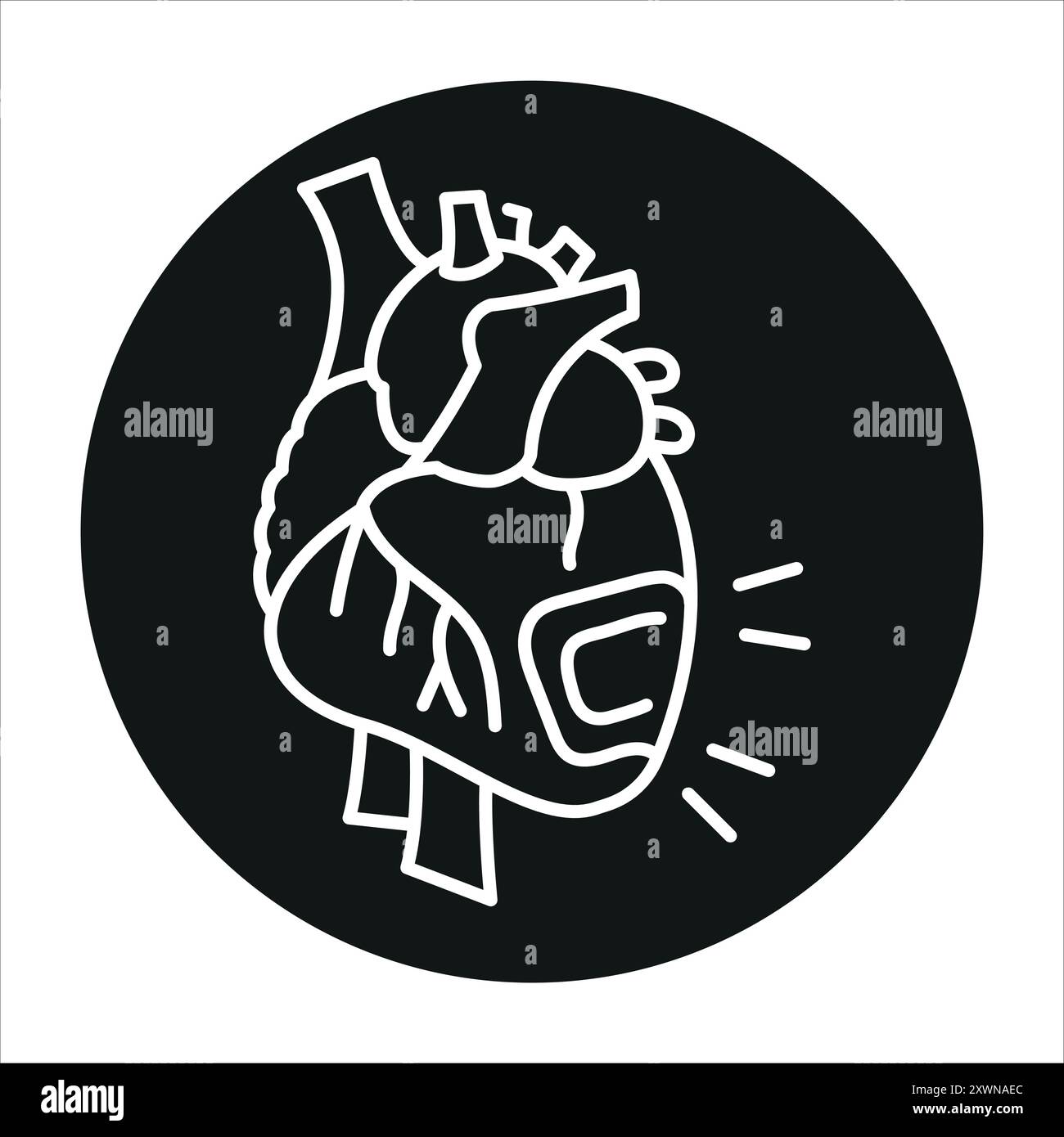 Heart failure line black icon. Sign for web page, mobile app, button, logo. Vector isolated button. Editable stroke. Stock Vector