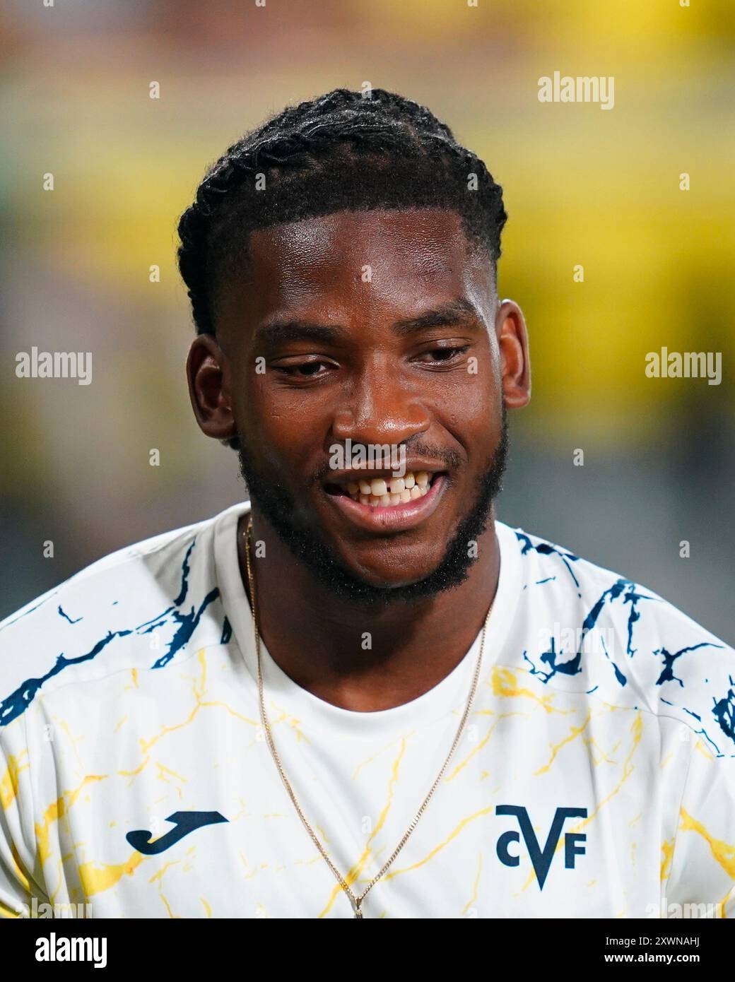 Villarreal, Spain. 19th Aug, 2024. Willy Kambwala of Villarreal CF during the La Liga EA Sports match between Villarreal CF and Atletico de Madrid played at La Ceramica Stadium on August 19, 2024 in Villarreal, Spain. (Photo by Sergio Ruiz/PRESSINPHOTO) Credit: PRESSINPHOTO SPORTS AGENCY/Alamy Live News Stock Photo