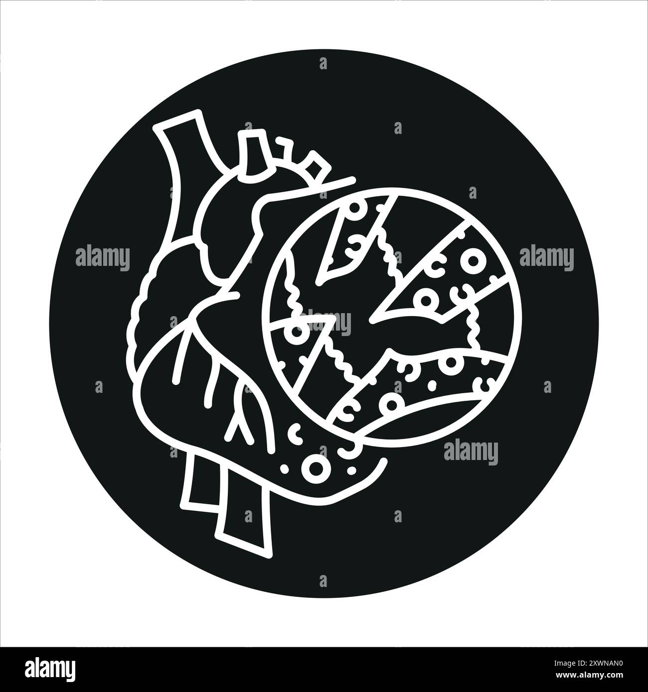 Myocarditis line black icon. Sign for web page, mobile app, button, logo. Vector isolated button. Editable stroke. Stock Vector