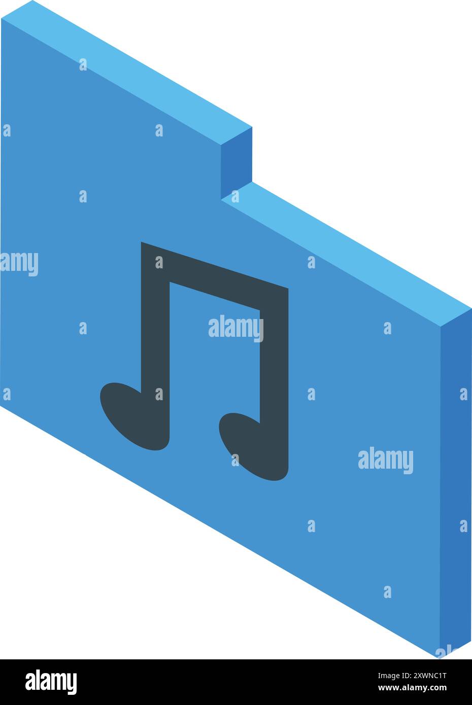 Blue digital folder for storing audio files, featuring a musical note symbol Stock Vector