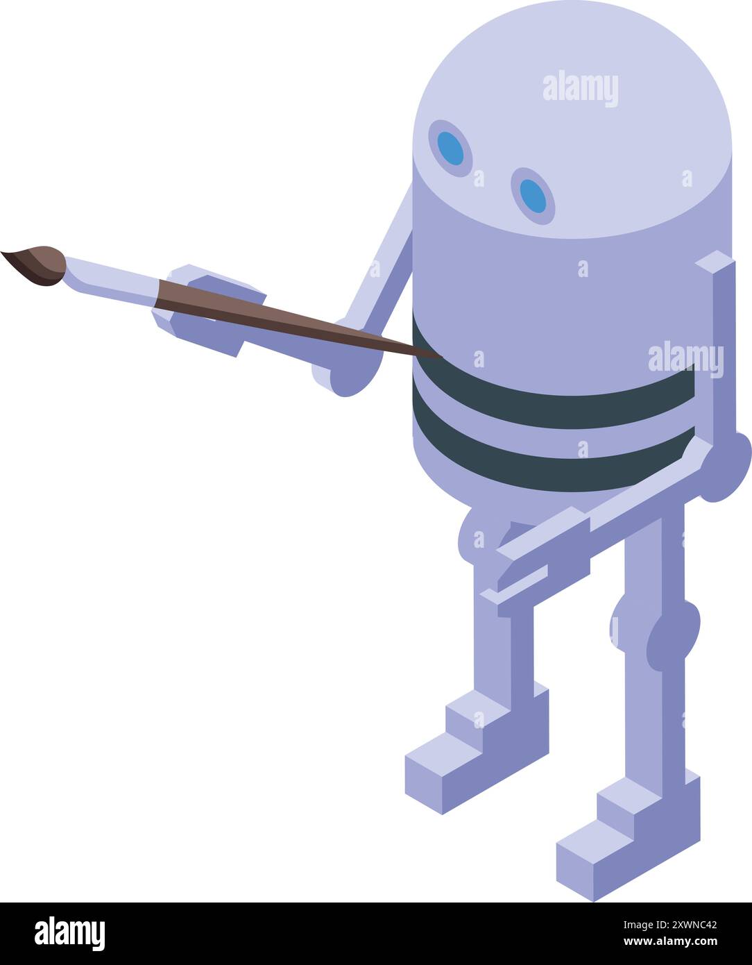 Artificial intelligence robot painting with brush isometric icon Stock ...