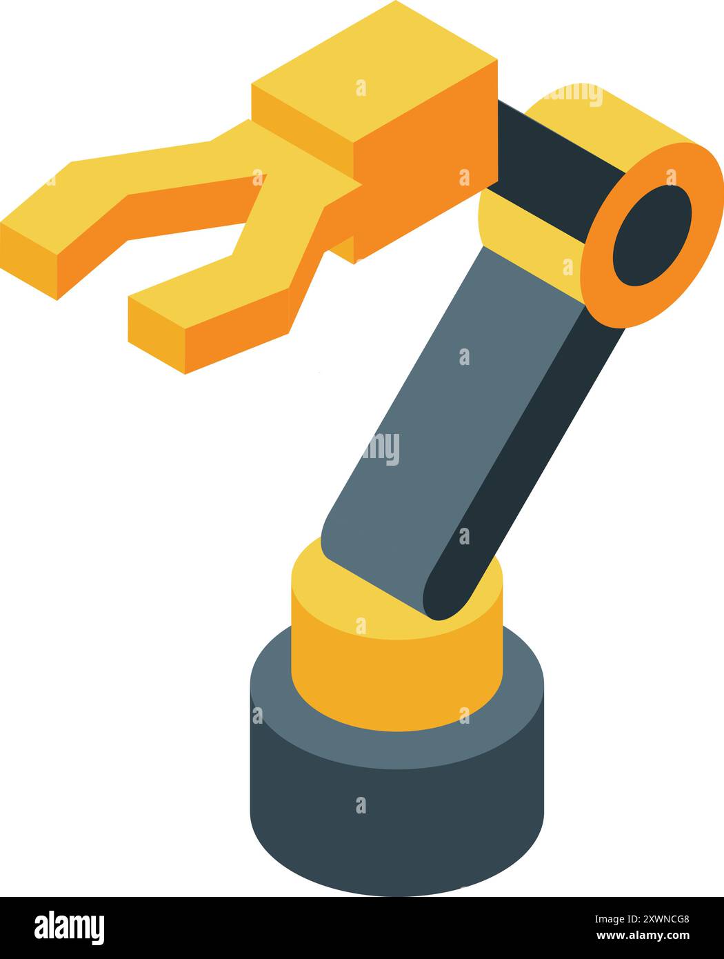 Mechanical robot arm holding something with three fingers Stock Vector