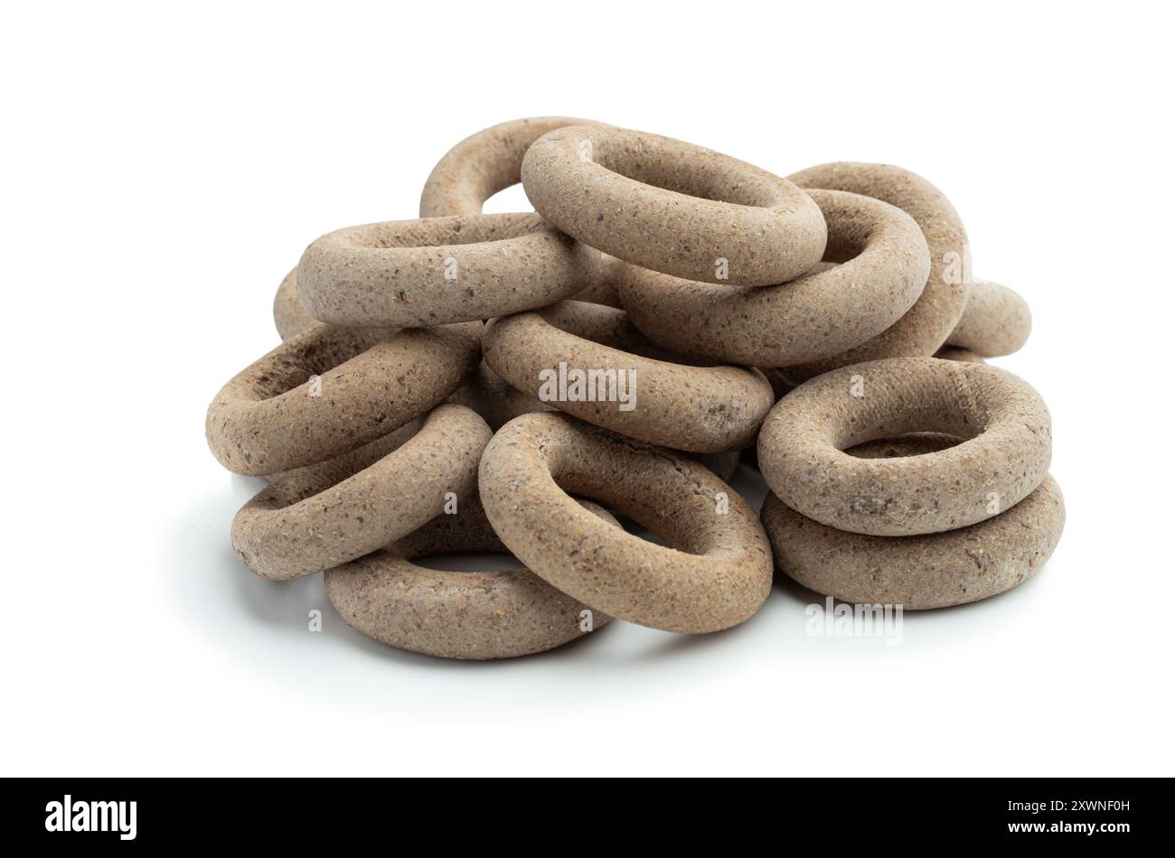 Small  wholegrain bagels isolated on white Stock Photo