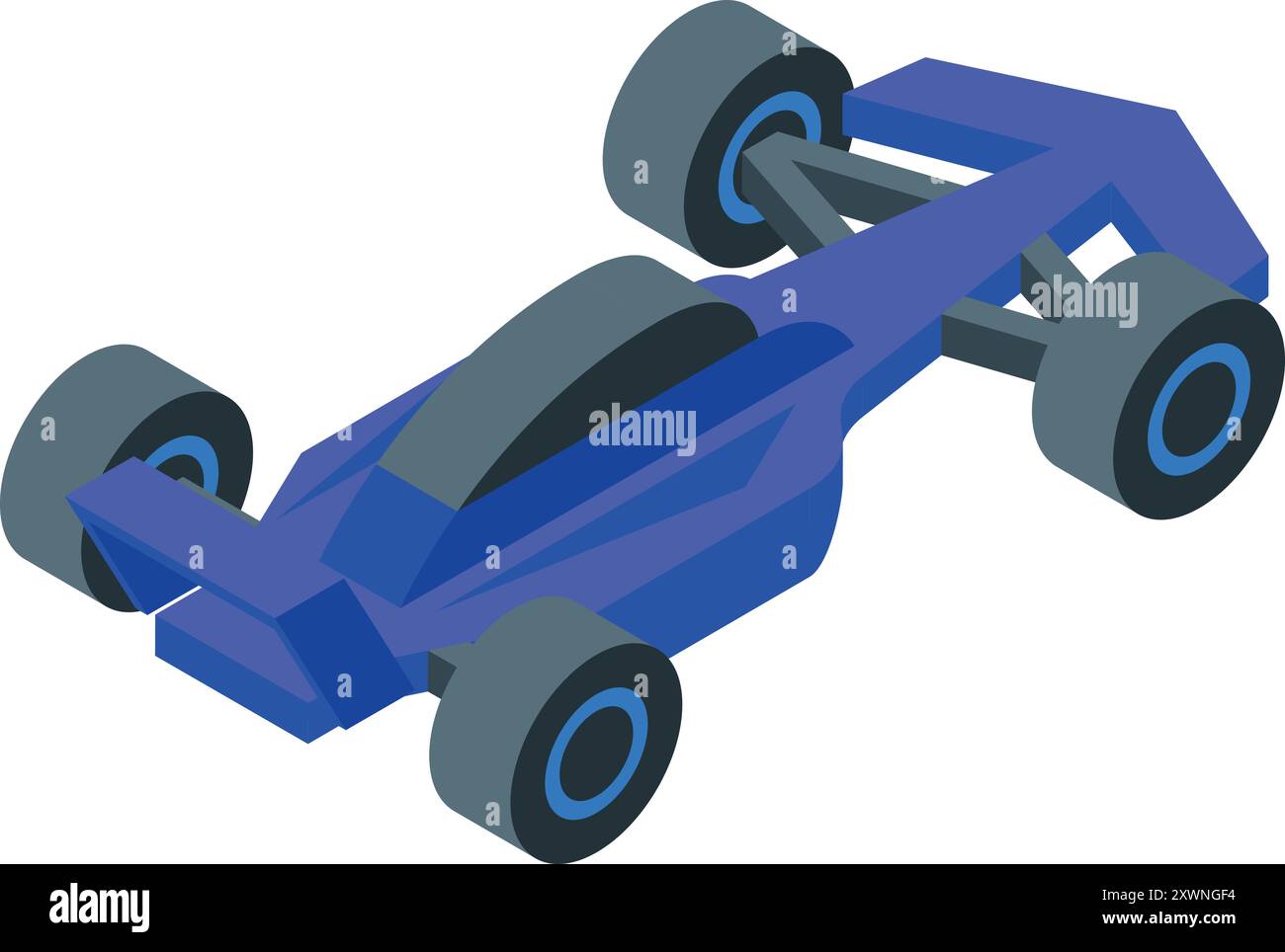 Blue racing car standing still in isometric view Stock Vector