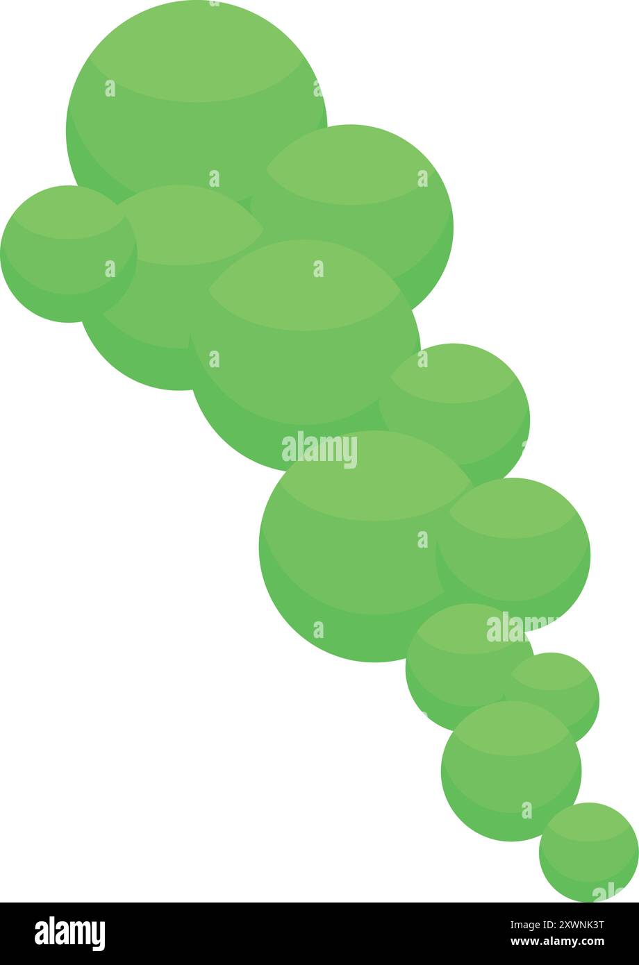 Green round bubbles floating up in the air, forming a trail Stock ...