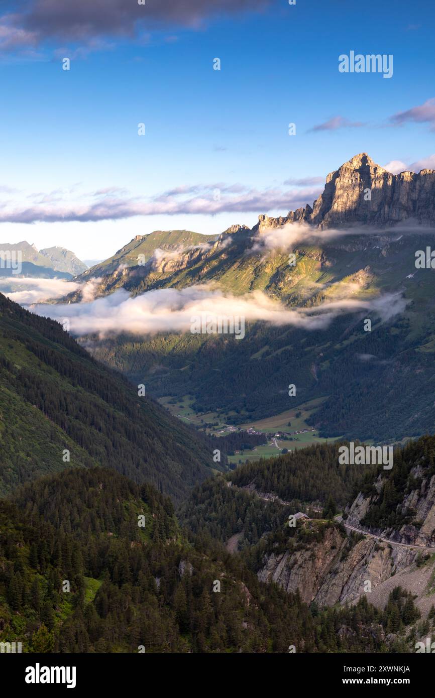 View from Sustenpass into Haslital valley, Bernese Oberland, Switzerland Stock Photo