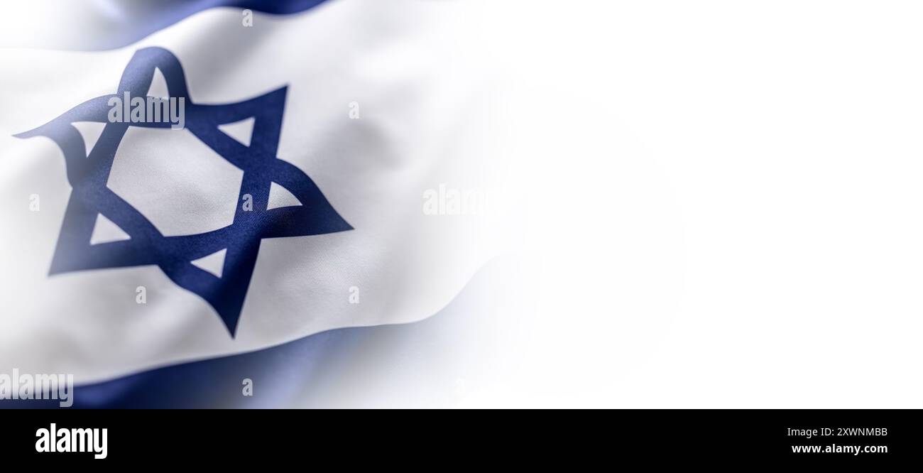 Israeli flag blowing in the wind - Web Banner. Stock Photo