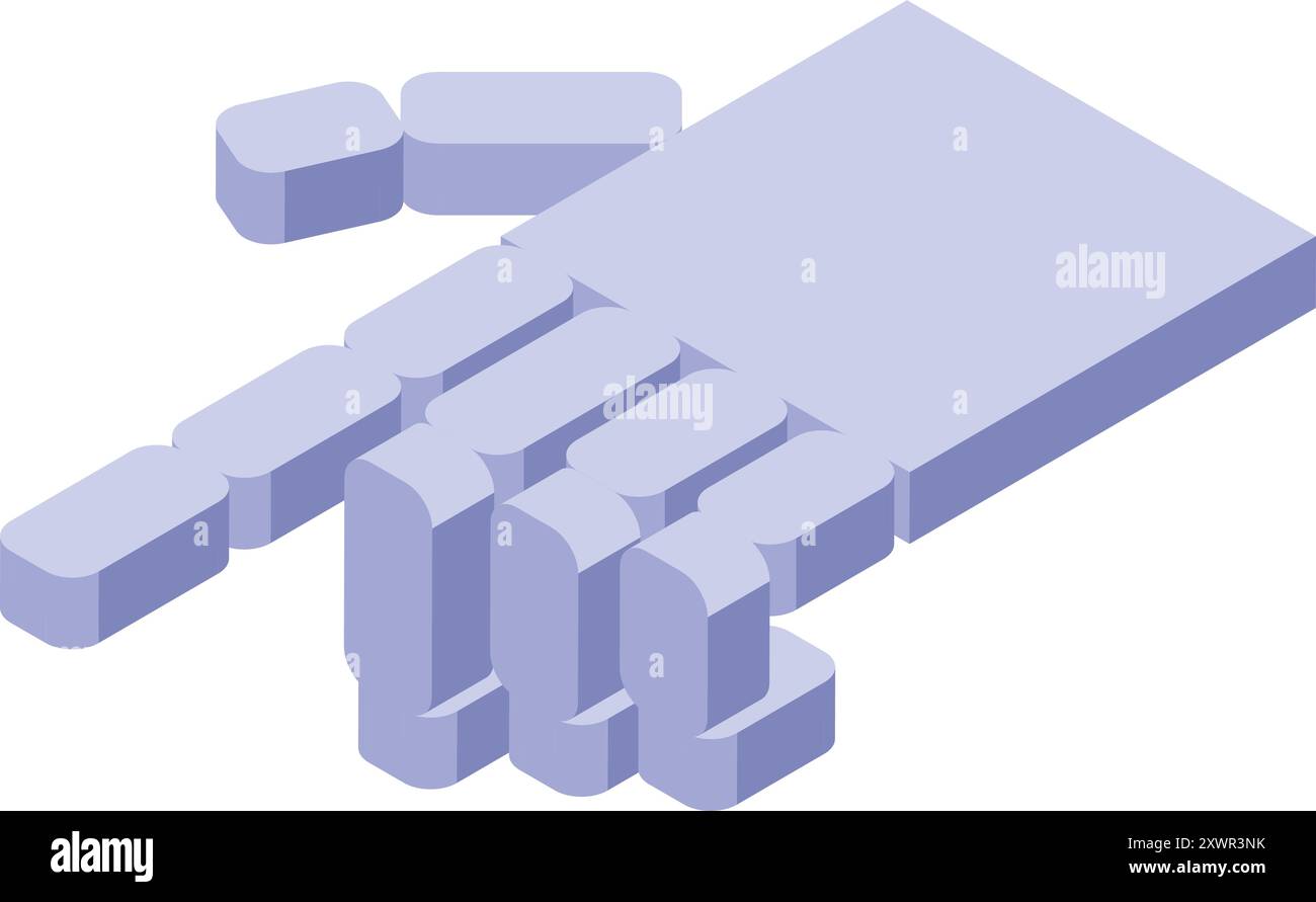 Robot hand pointing finger showing direction in isometric view Stock Vector
