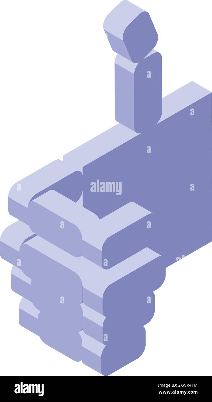 Thumbs up sign composed of rectangular blocks 3d isometric Stock Vector