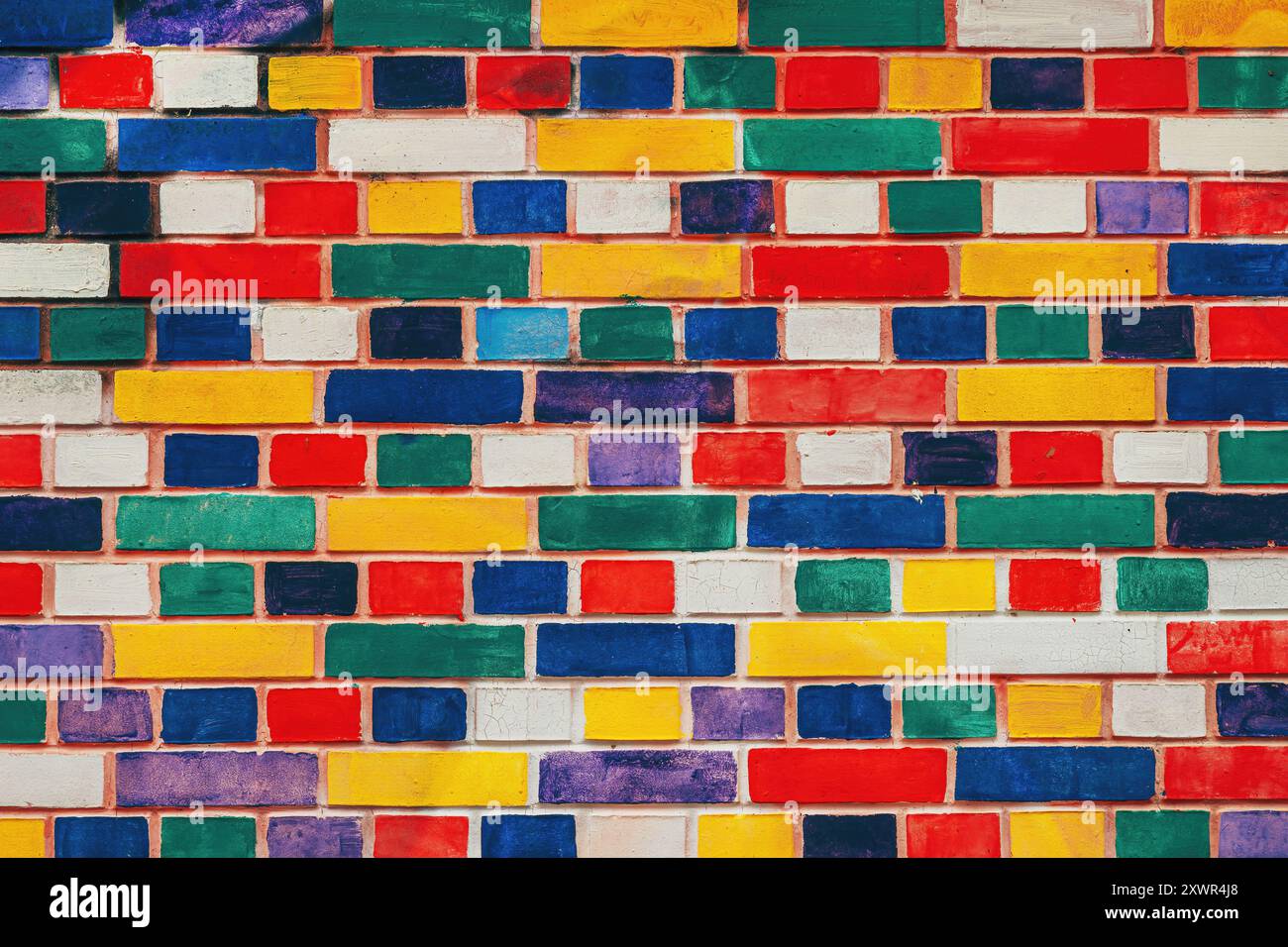 Multicolor brick wall pattern as design element background Stock Photo