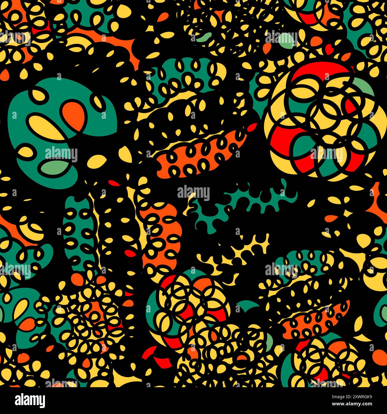 Doodle seamless pattern. Dark background. hand drawing. Not AI. Vector ...