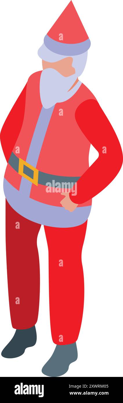Isometric illustration of santa claus standing in his traditional red ...