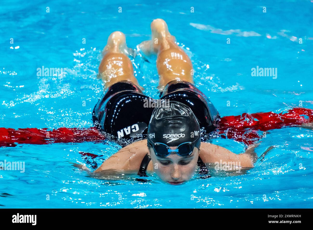Summer McIntosh (CAN) competing in the Women's 200 metre individual medley heat at the 2024 Olympic Summer Games. Stock Photo