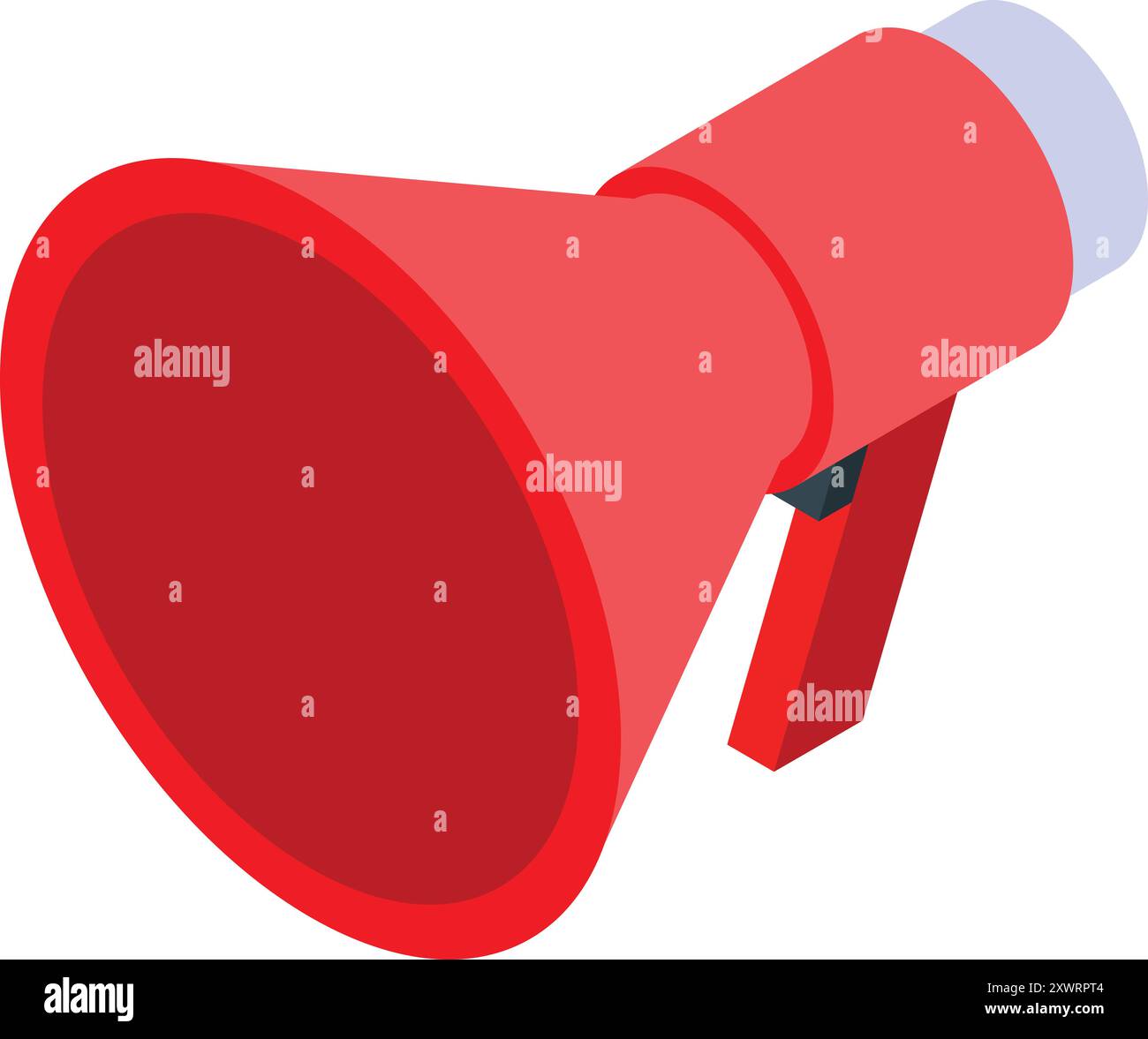 Red megaphone announcing important information, isometric view Stock Vector