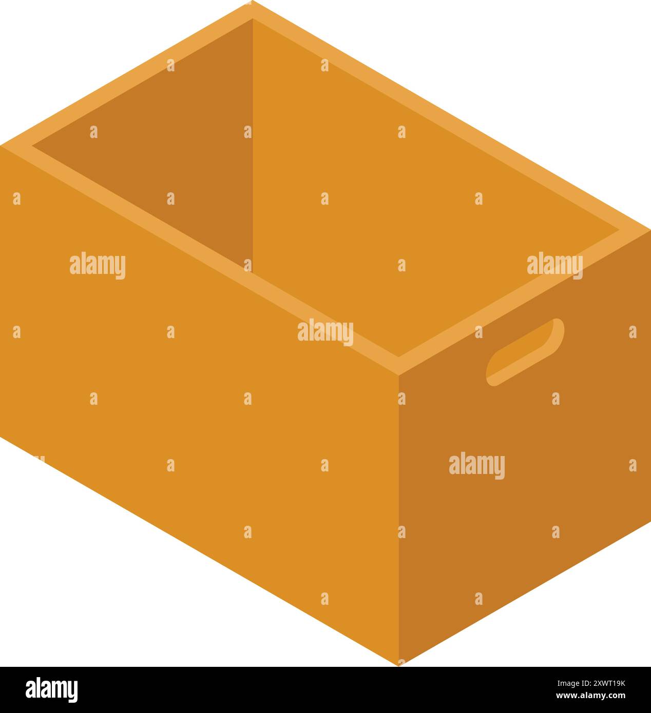 Open rectangular container with cutout handles, for home organization or moving Stock Vector