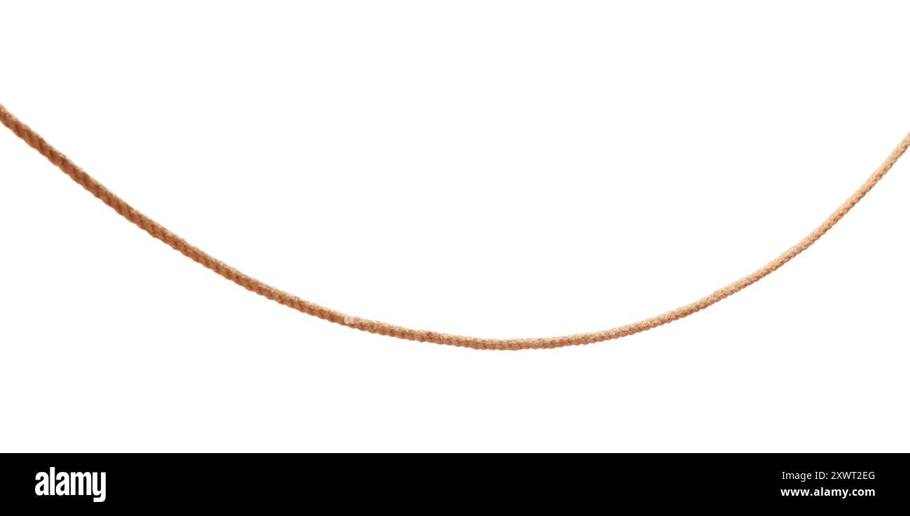 One brown braided rope isolated on white Stock Photo - Alamy