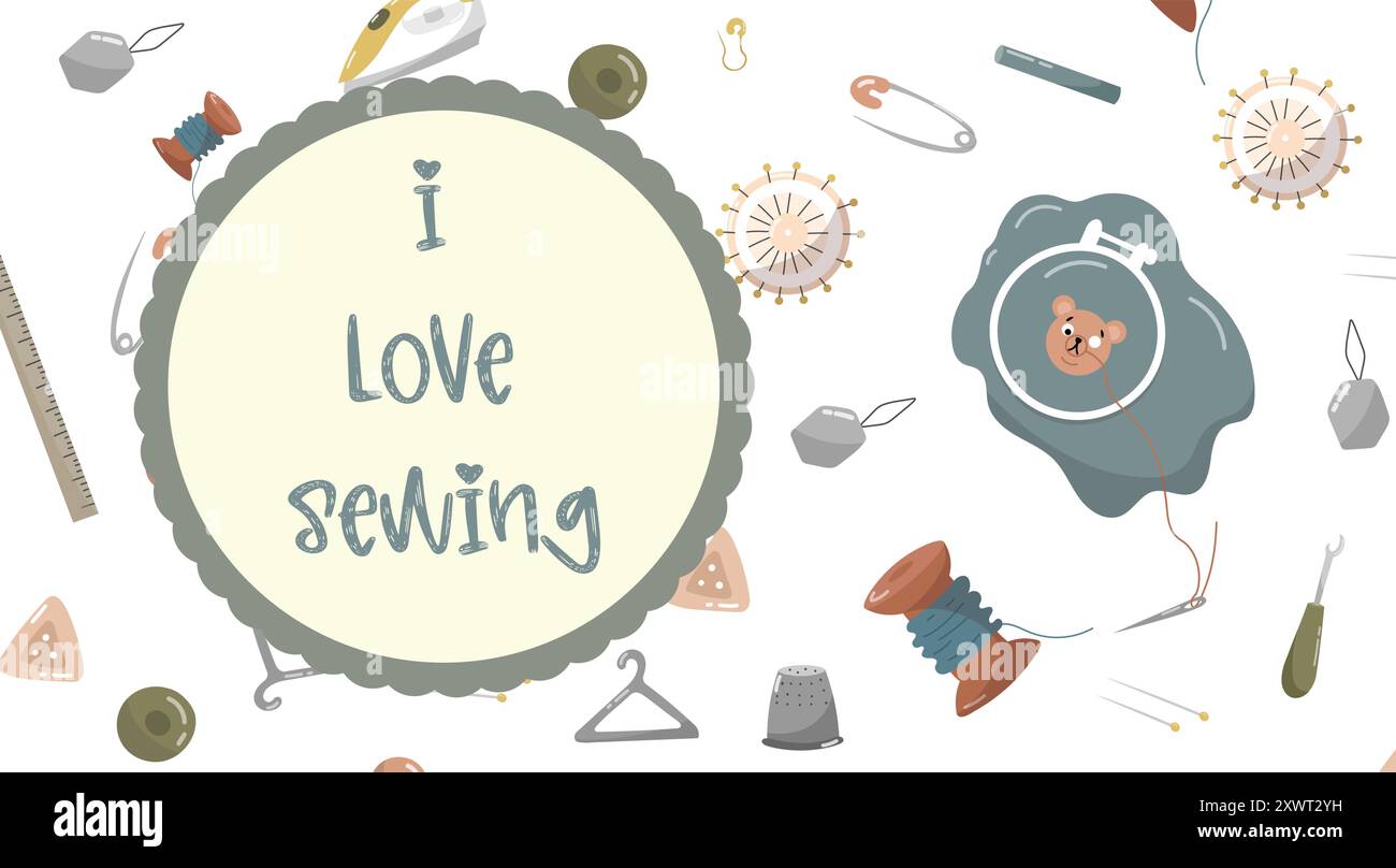 Vector illustration for sewing workshops, banners of weaving factories ...