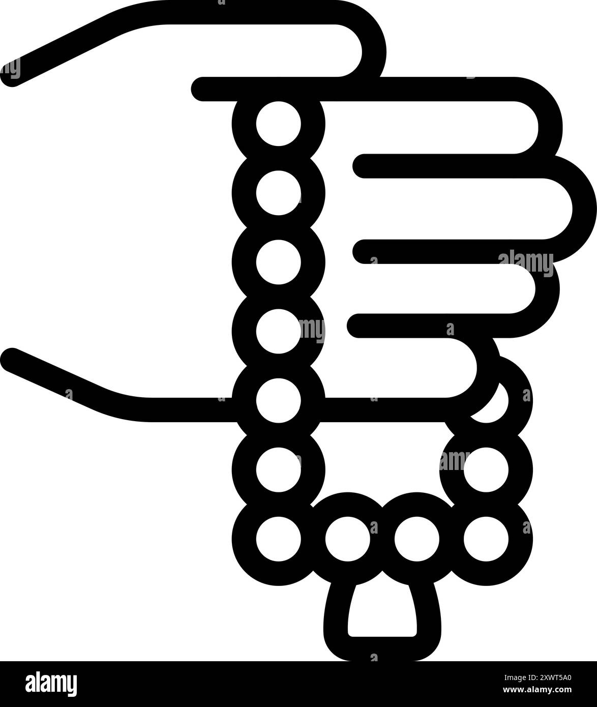 Black and white vector icon of hands holding prayer beads, representing ...