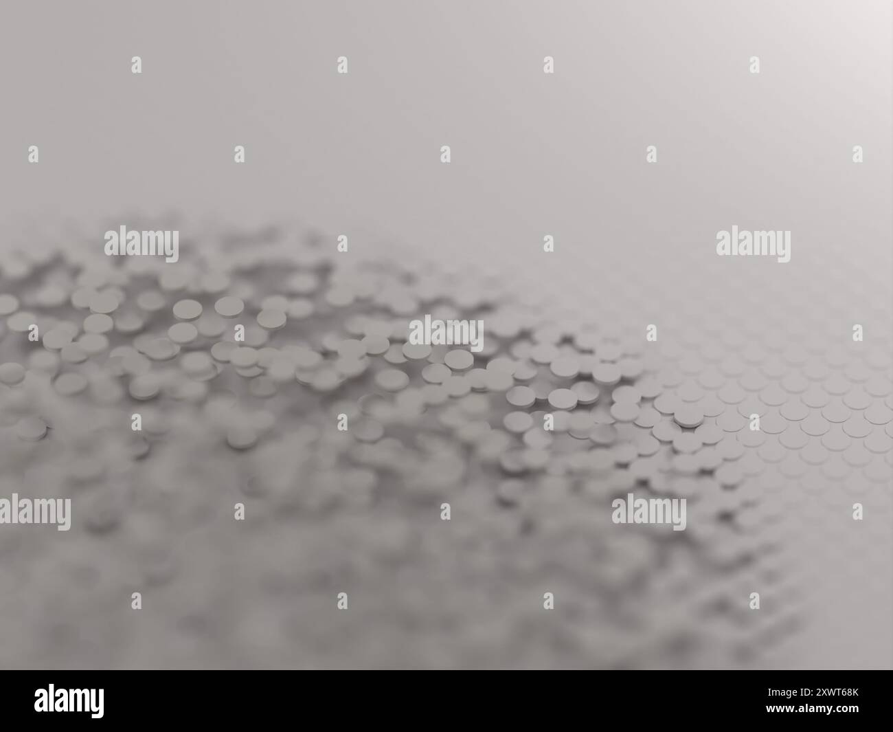 Breaking pattern of gray circles on gray background. Digital 3D background rendering. Stock Photo