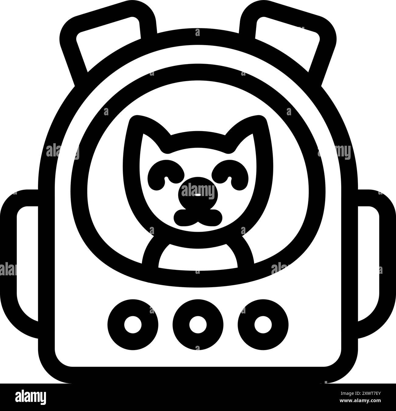 Line art style icon of a cat astronaut wearing space helmet exploring ...