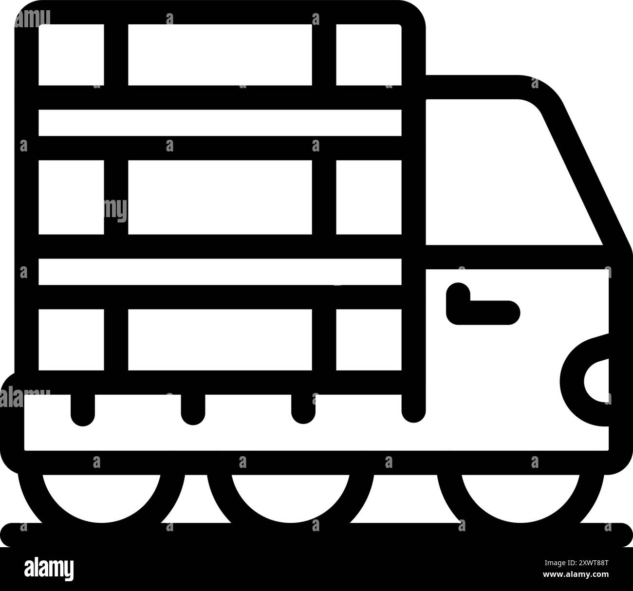Simple icon of a train transporting cargo, symbolizing logistics and ...