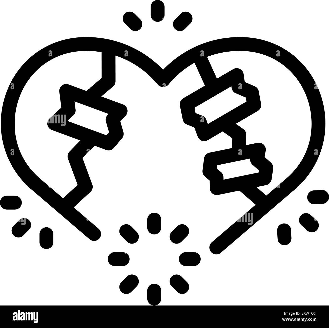 Simple yet powerful black and white line art illustration of a broken