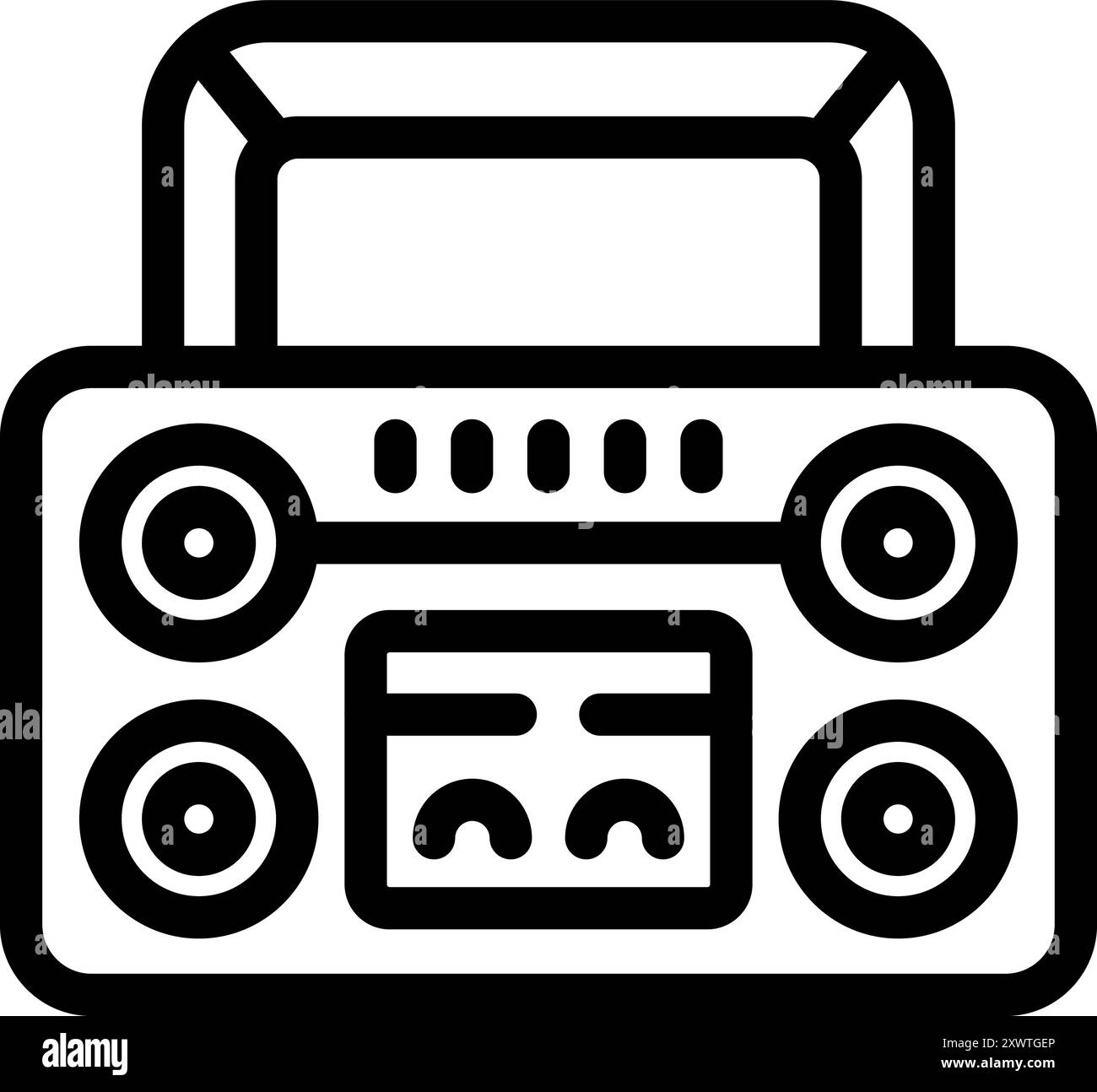 Line art icon of a boombox playing music with a handle Stock Vector ...