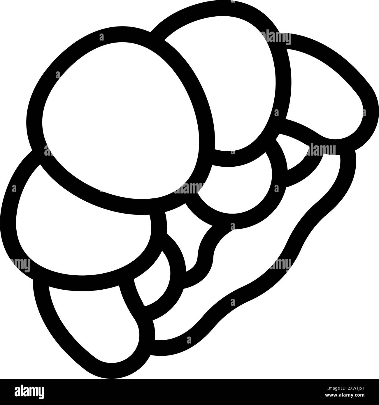 Simple black and white vector line art of a croissant with flaky layers ...