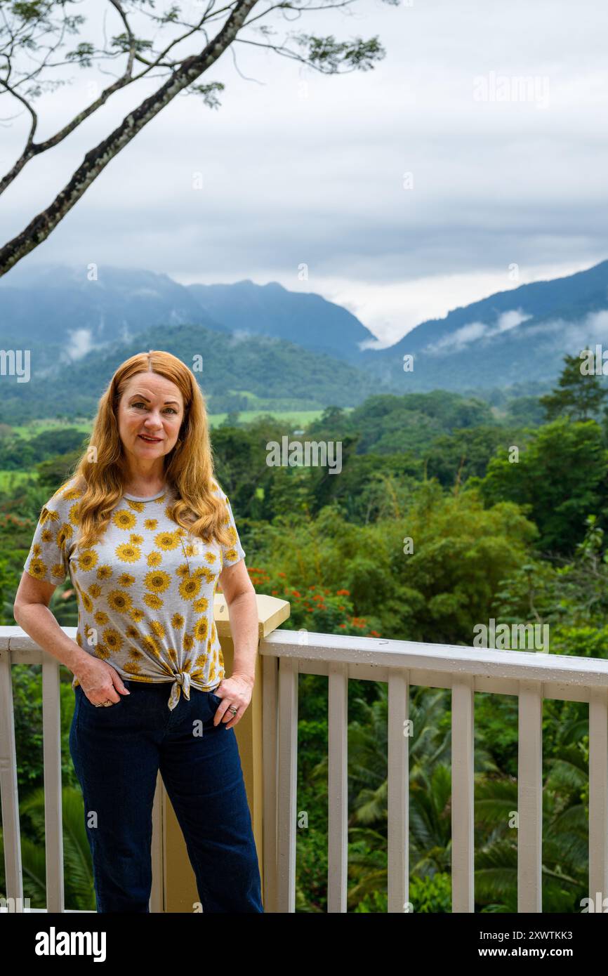 View of Sleeping Giant from Balcony, Sleeping Giant Resort, Belmopan, Belize Stock Photo