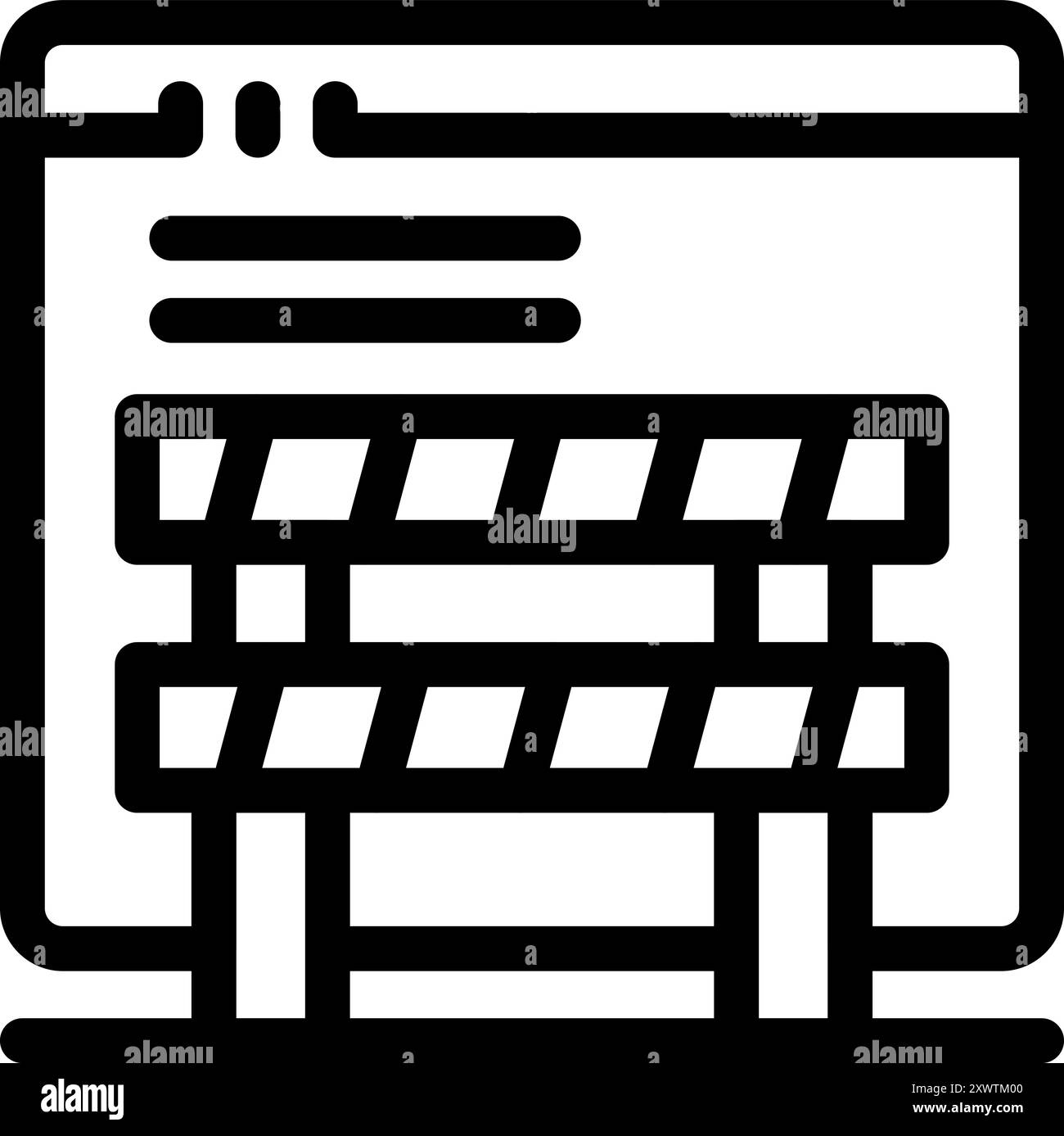 Website under construction with a barrier, symbolizing ongoing work and temporary inaccessibility Stock Vector
