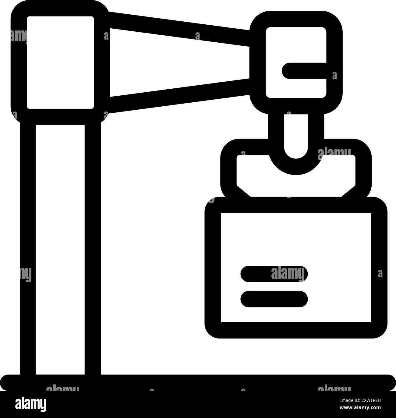 This minimalist icon depicts the concept of automated cargo handling ...