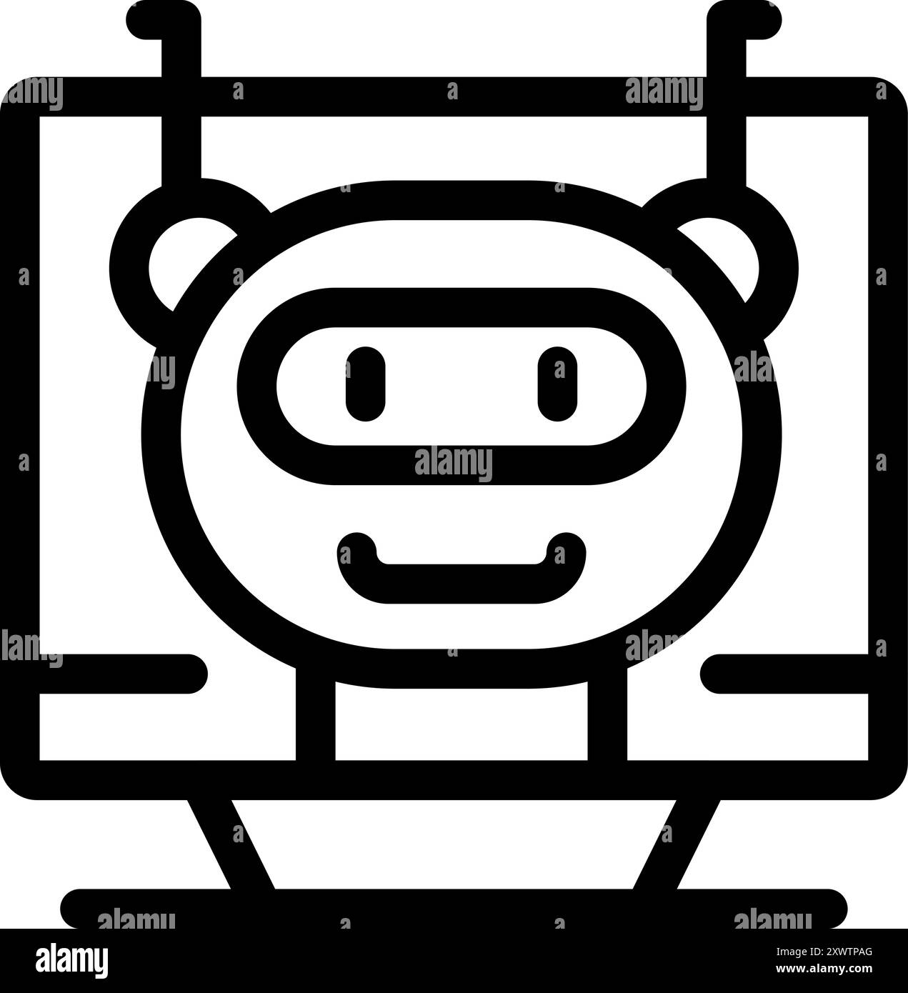 Artificial intelligence robot on screen Black and White Stock Photos ...