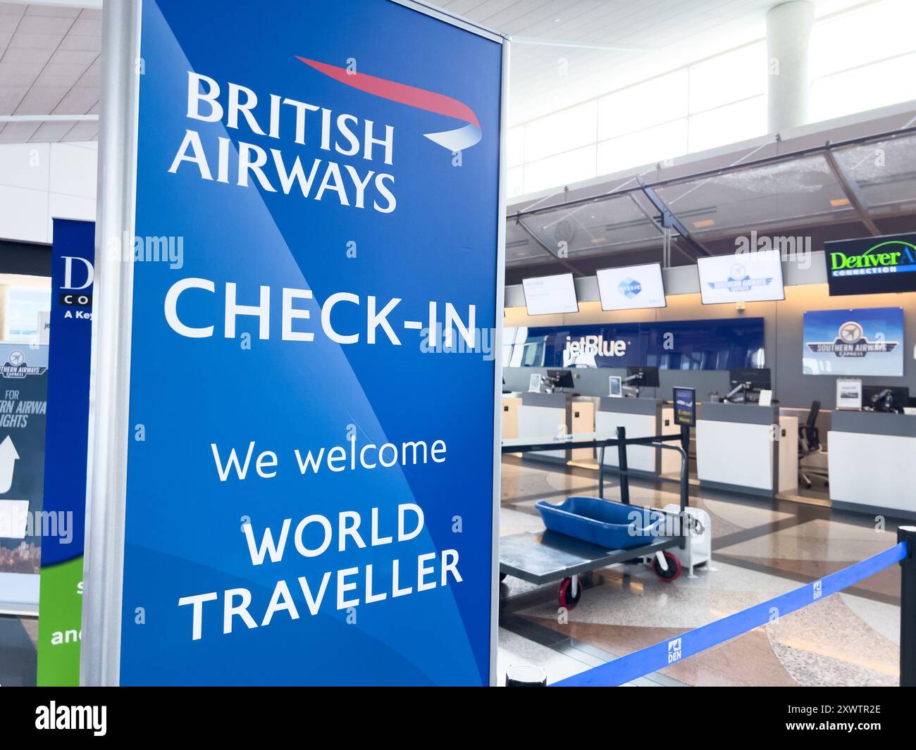 British Airways Check In Sign At Airport Terminal Stock Photo Alamy