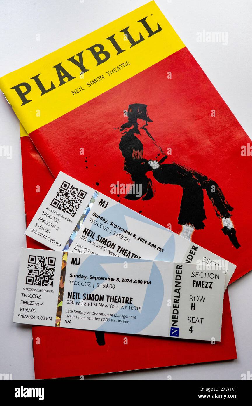 "MJ" Broadway Theater Playbills and tickets, New York City, USA 2024