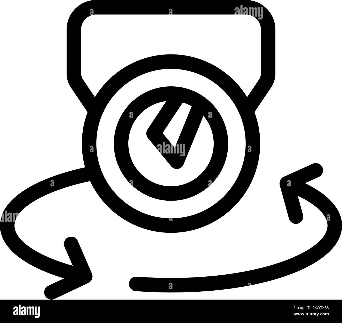 Line icon of an action camera rotating, representing its ability to ...