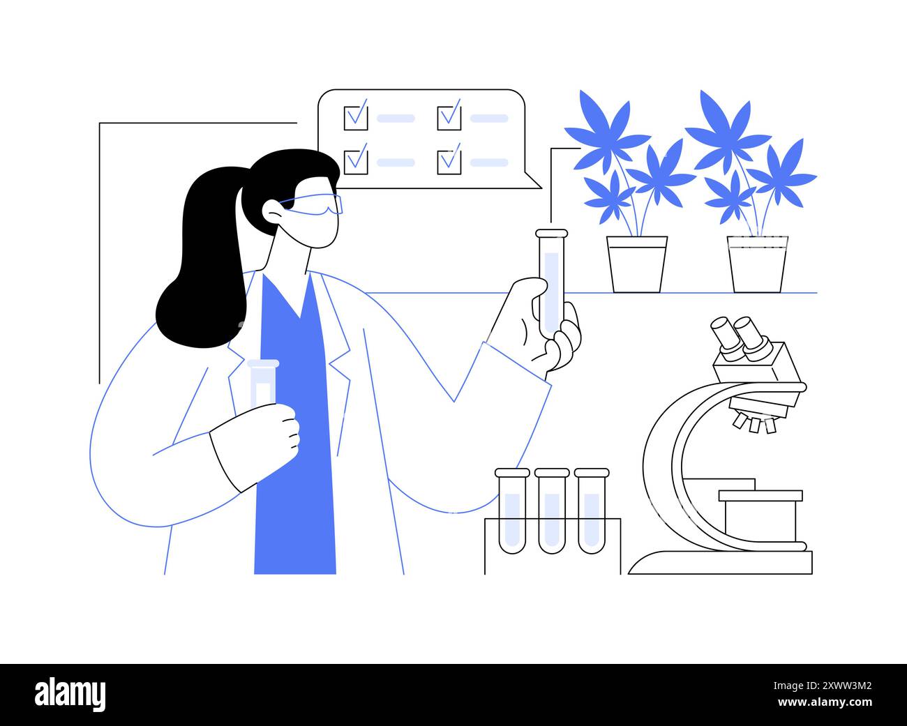 Testing cannabis in a lab isolated cartoon vector illustrations Stock ...