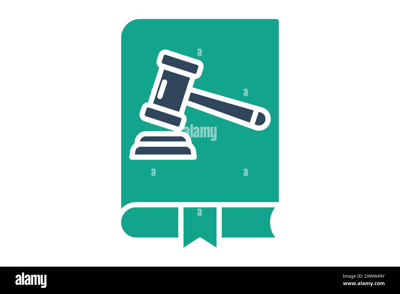 Law book icon. book with gavel. solid icon style. icon related to law and justice. law elements vector illustration Stock Vector