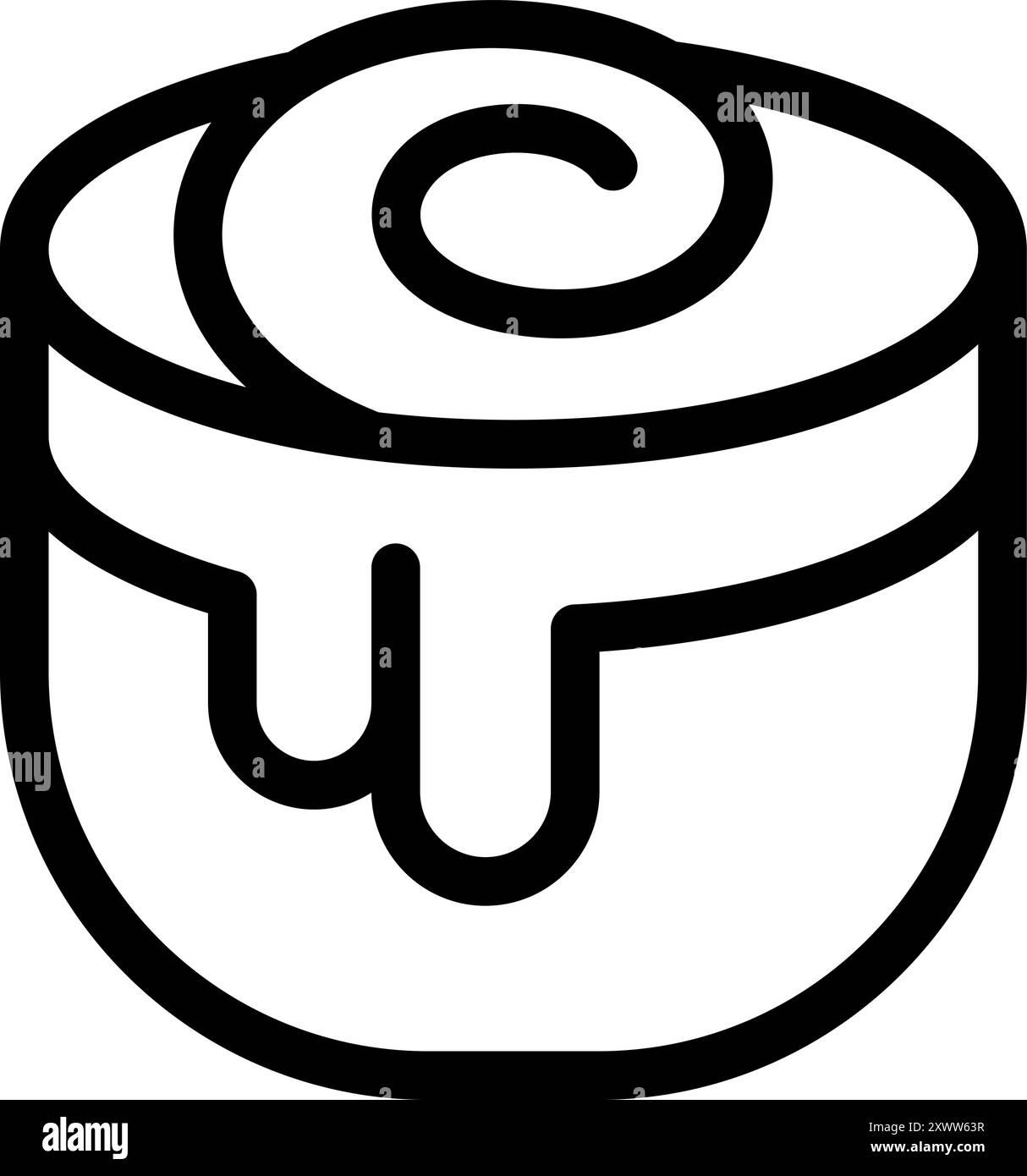 Minimalist icon of a chocolate cake with icing dripping down the sides ...