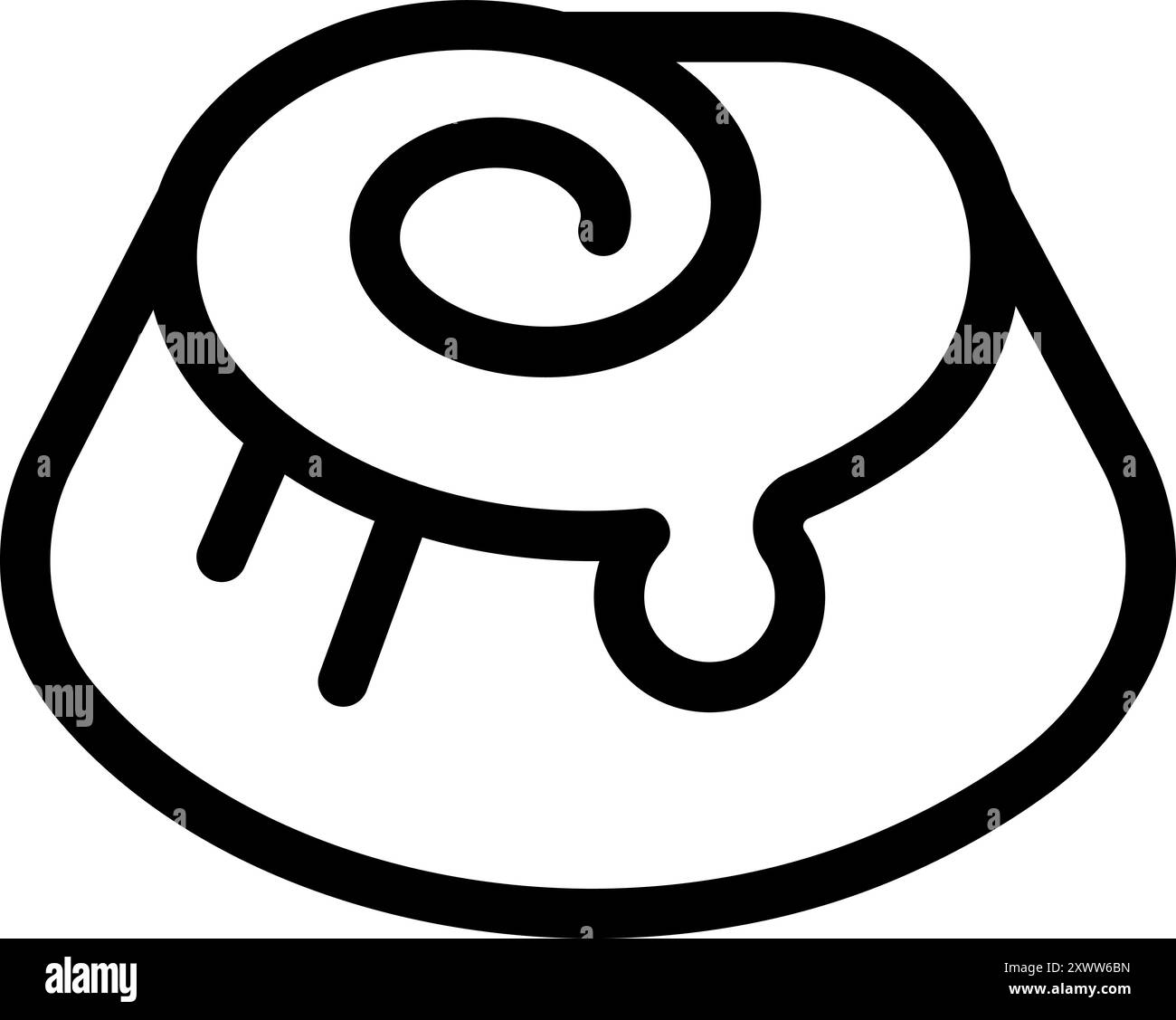 Simple line art icon of a cinnamon roll dripping with icing Stock ...