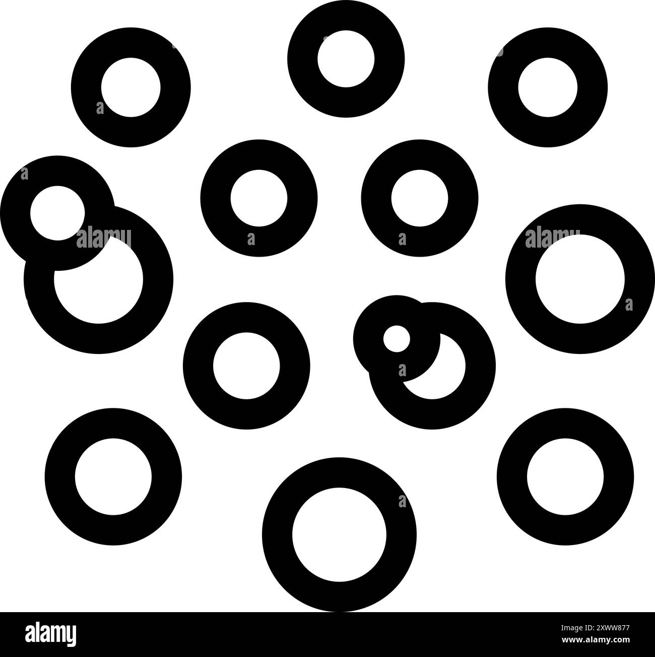 Abstract pattern forming a background with circles overlapping creating new shapes Stock Vector