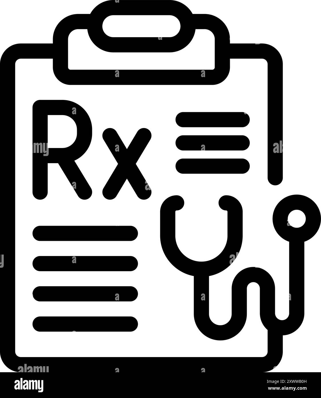 Simple line icon of a medical prescription form with a stethoscope ...