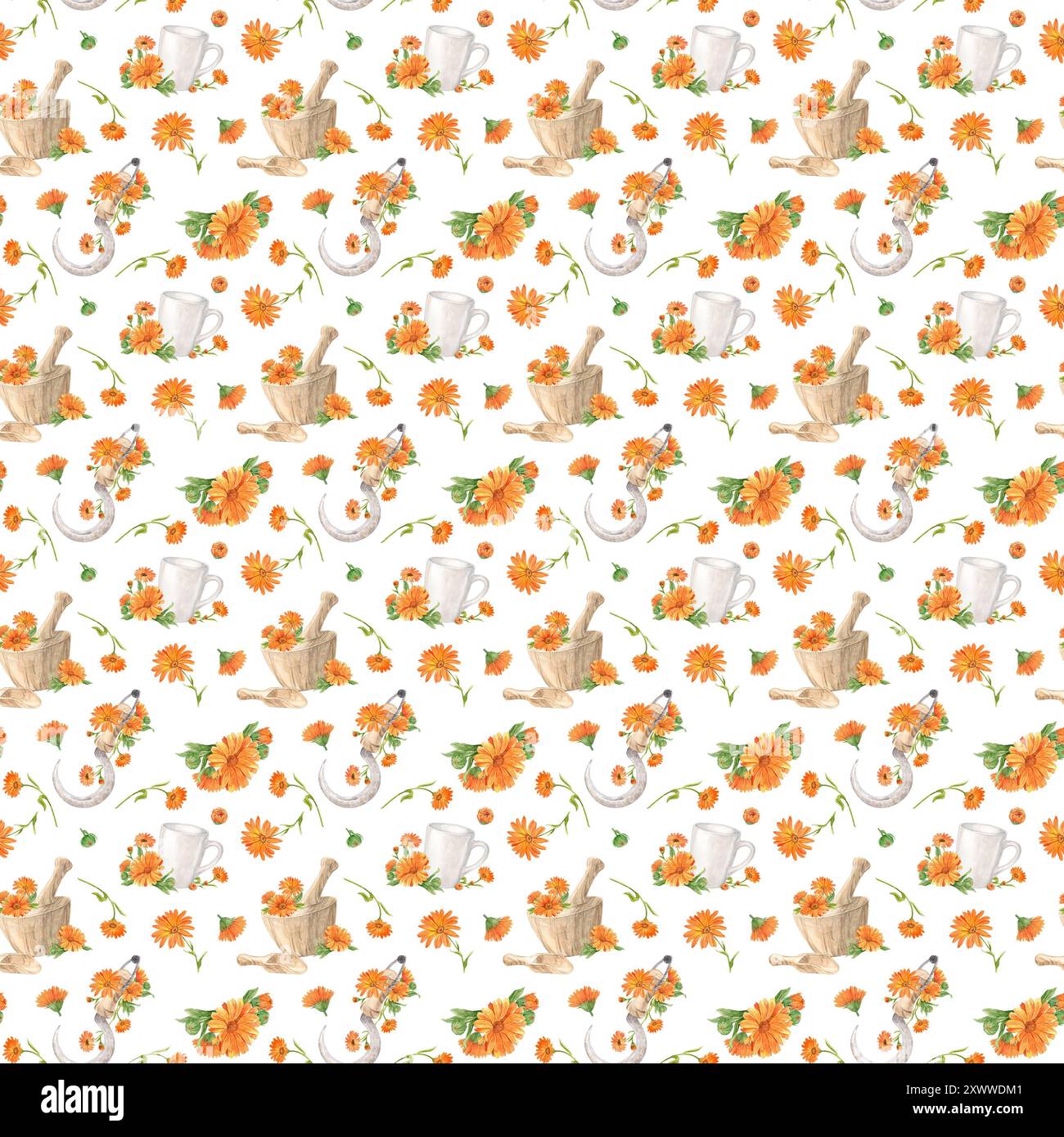 Seamless pattern orange calendula hi-res stock photography and images ...