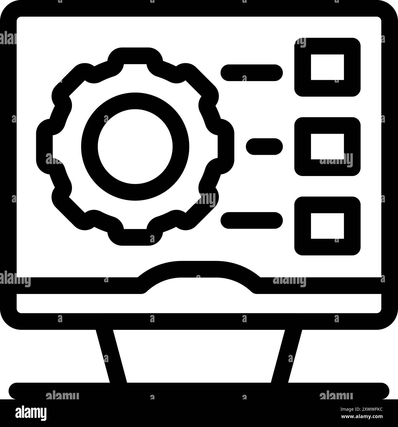 Computer screen displaying a gear icon, symbolizing the ongoing ...