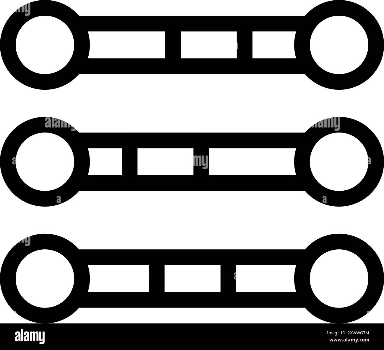 Black and white vector icon representing three loading bars with ...