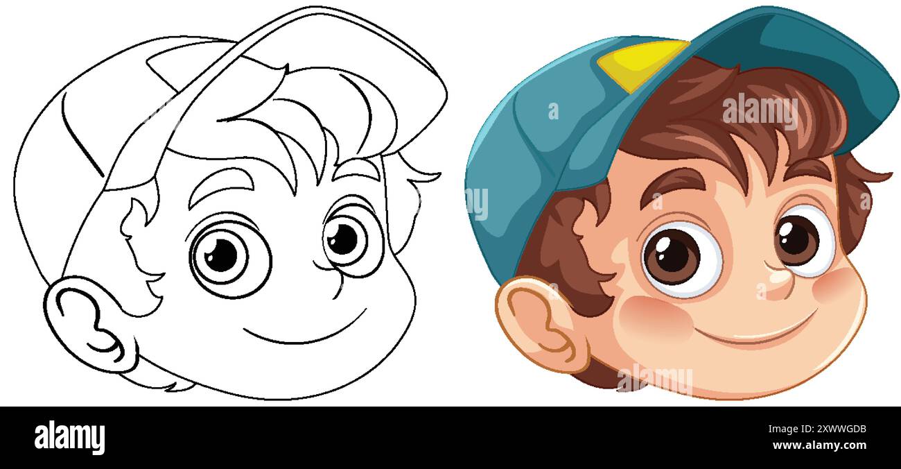 Illustration of a happy boy wearing a cap Stock Vector Image & Art - Alamy