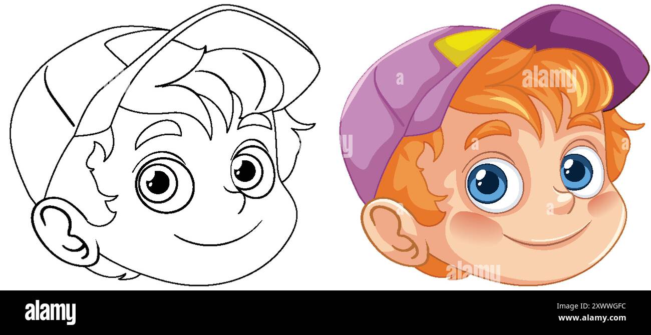 Illustration of a happy boy's face Stock Vector Image & Art - Alamy