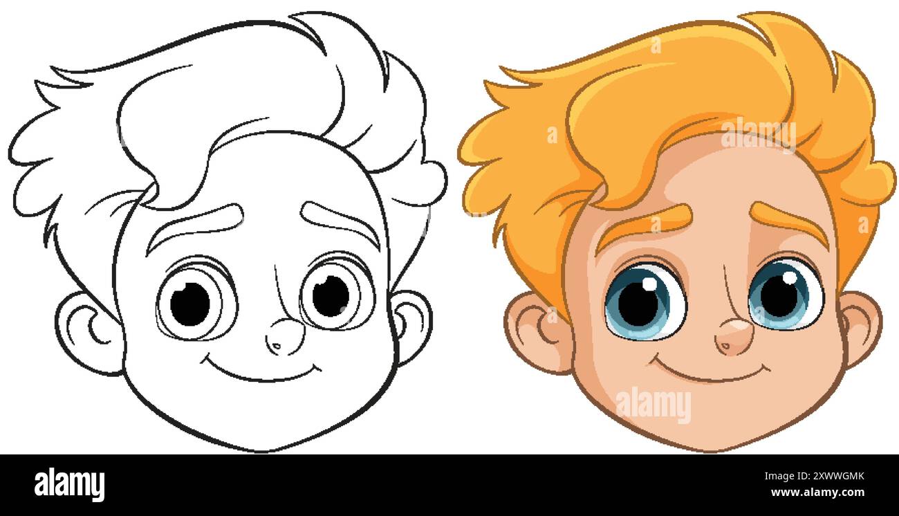 Vector illustration of a smiling boy's face Stock Vector Image & Art ...